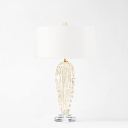 White and gold Murano glass table lamp.