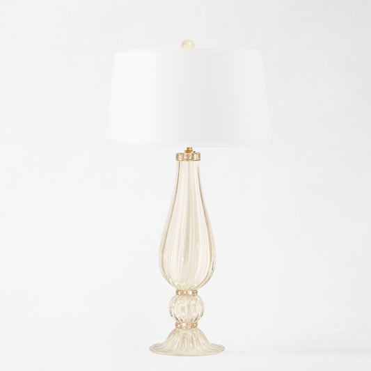White and gold Murano glass table lamp.