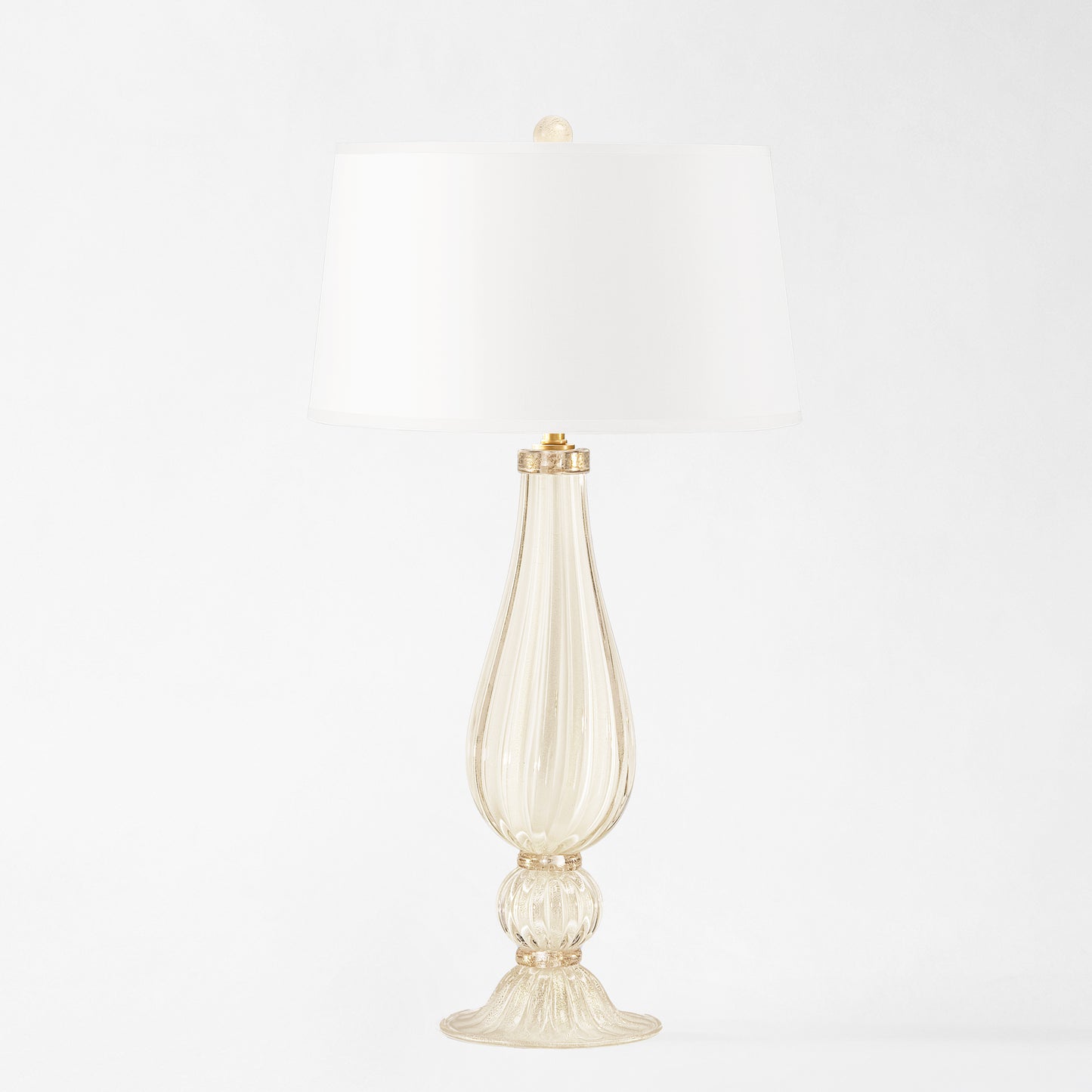 White and gold Murano glass table lamp.