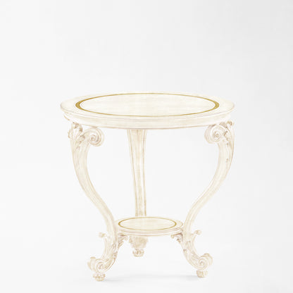 Round white and gold Italian table.