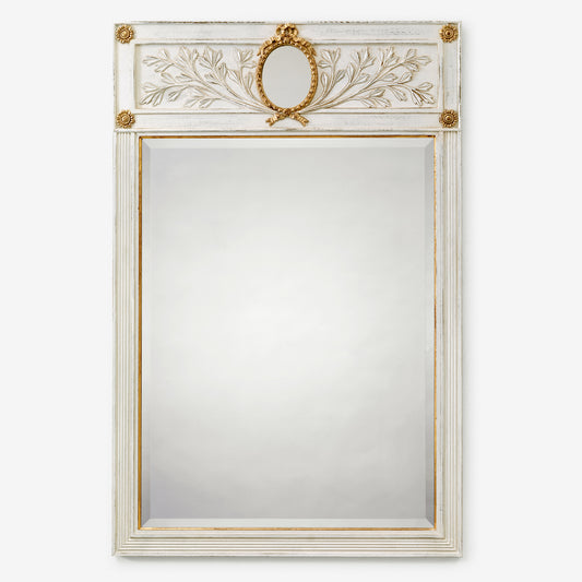 White and gold Italian wood mirror.