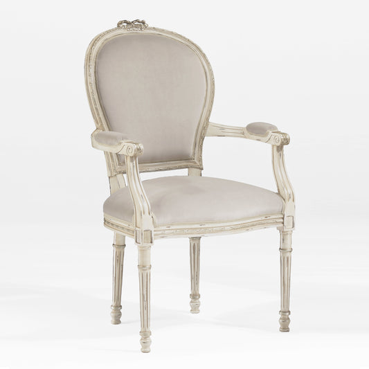 Antique white wood Italian armchair.