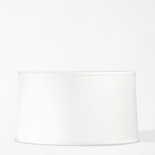 Tapered drum white linen lamp shade.