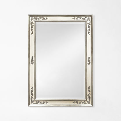 Traditional white and silver Italian mirror.